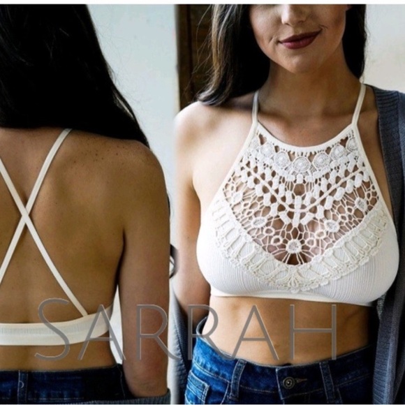 sarrah Other - SALE Cream Beige Ivory New Edgy Chic Comfy Crochet Bralette Bra Brami